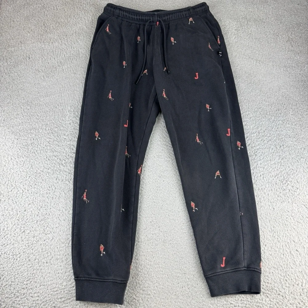 Jordan Essentials Statement Fleece Sweat Pants AOP Black Joggers Men's Large